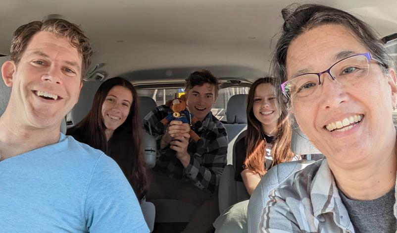 Honors Program director, Barrett, former honors director, Joy Ochs, and honor students (Andrew Lorig, Katie Garner, and Emily Buckingham) during the Fall 2022 trip.